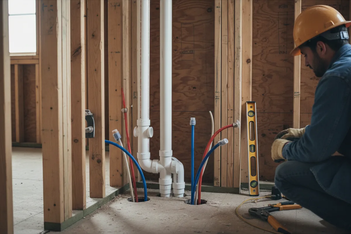 Drain and supply rough-in during Toilet Repair and Installation in Upper Darby