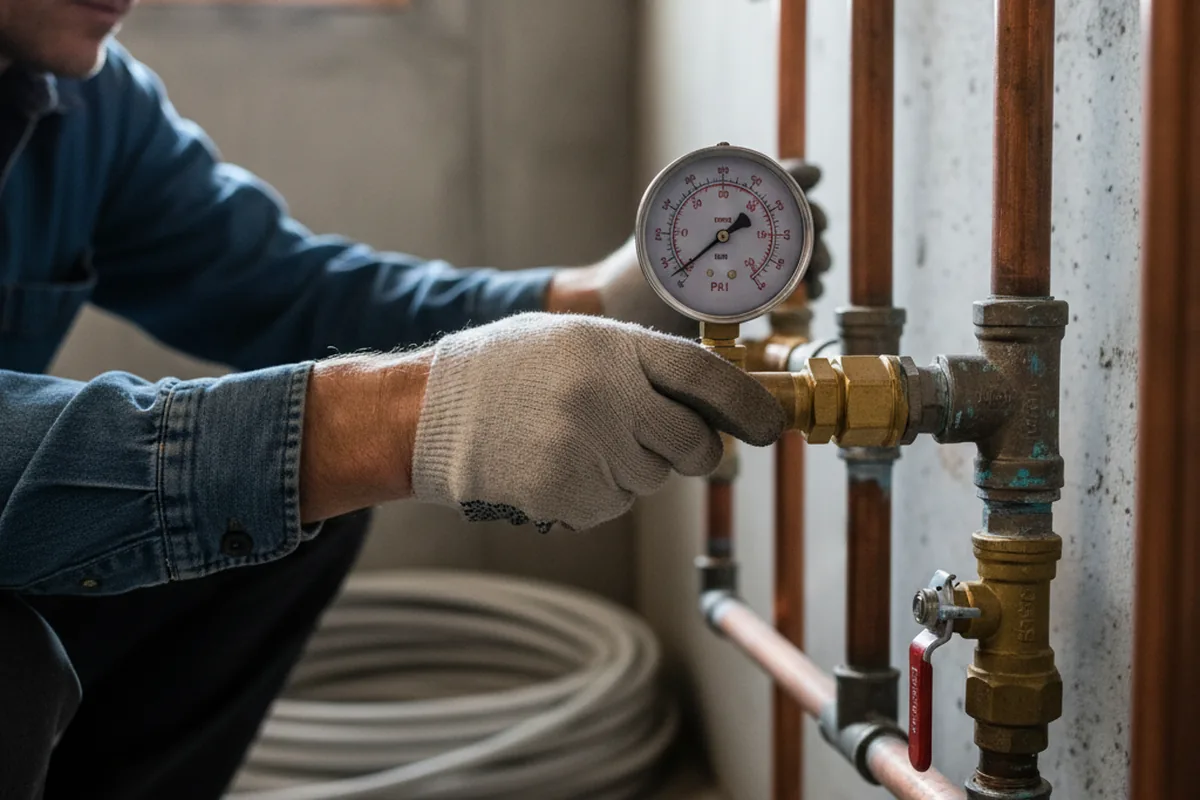 Pressure testing a repaired line during Water Line Repair in Upper Darby